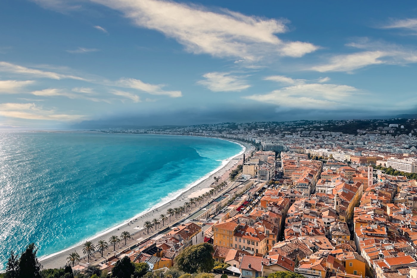Nice and its coastline from above