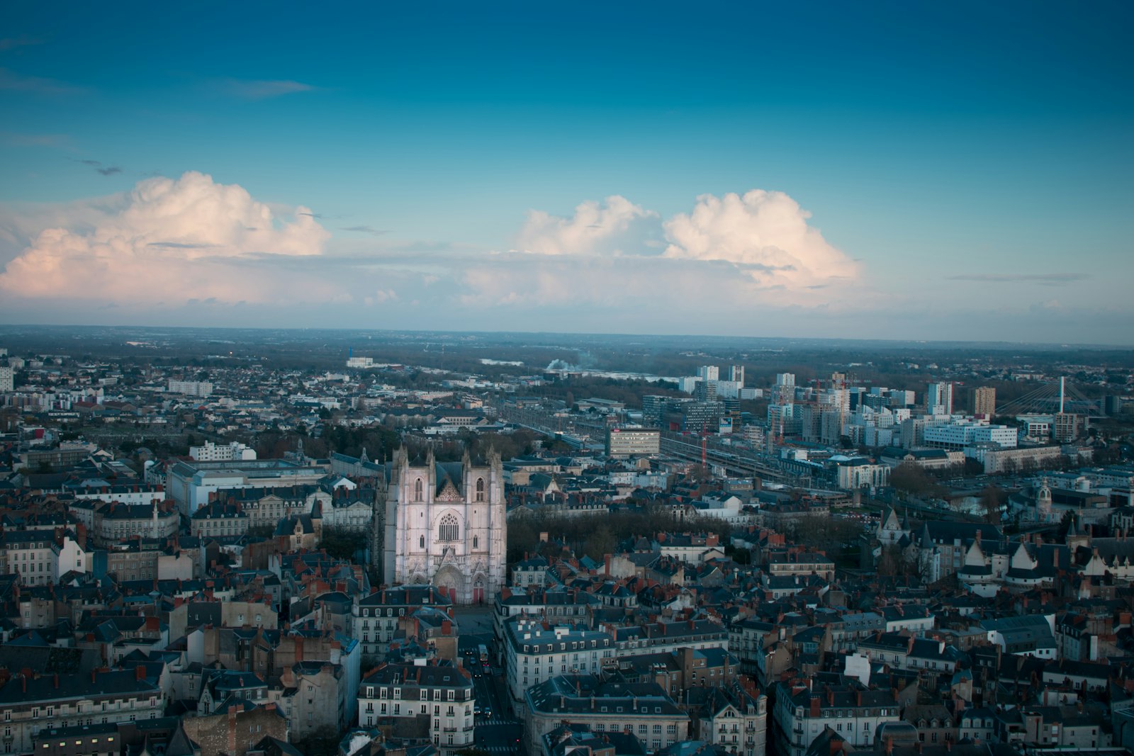 An aerial view of Nantes, capital of the Pays de la Loire