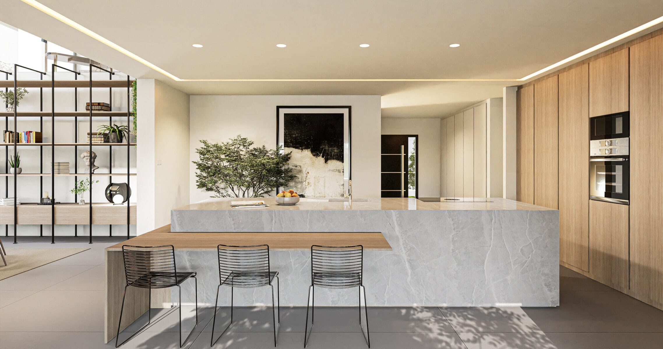 High-end kitchen in a house extension in Mulhouse, designed by the Ynspir studio